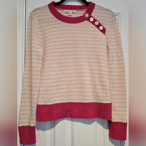 Women's Banana Republic Wool & Cashmere Blend Pink Striped Sweater Size Medium